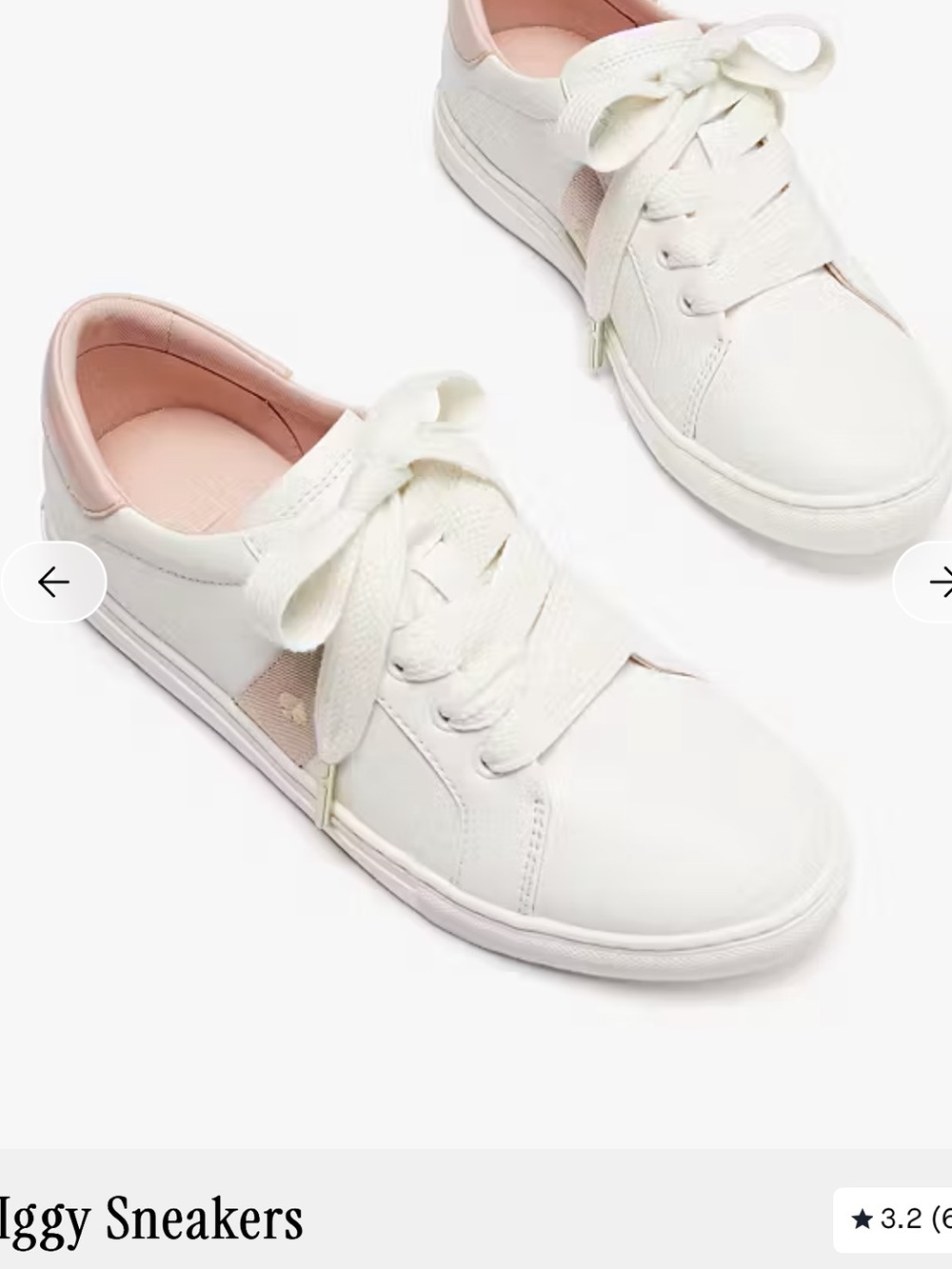 Kate spade piggy sneakers size 9 White Lace-Up Sneakers with Blush Accents